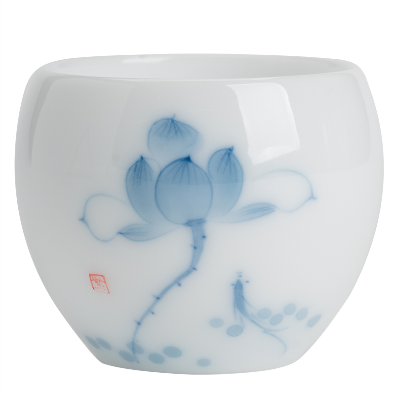 MULTIPOTENT JHY08-04 110ml 茶杯白瓷如鱼戏水 白色（单位：个）